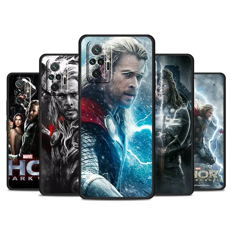 phone cases for Xiaomi Redmi Note 11 10S 9 Pro 7 8T 12 5G 12S 13Pro Plus 9S 10 5G Black funda coque Thor Odinson God of Thunder