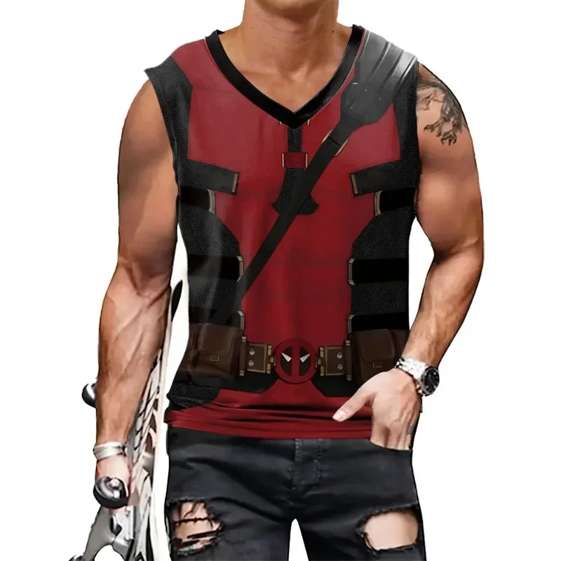 Adults Superhero Deadpool Wolverine Cosplay Vest Comic Compression Sleeveless Shirts Halloween Costumes Party Tops Males