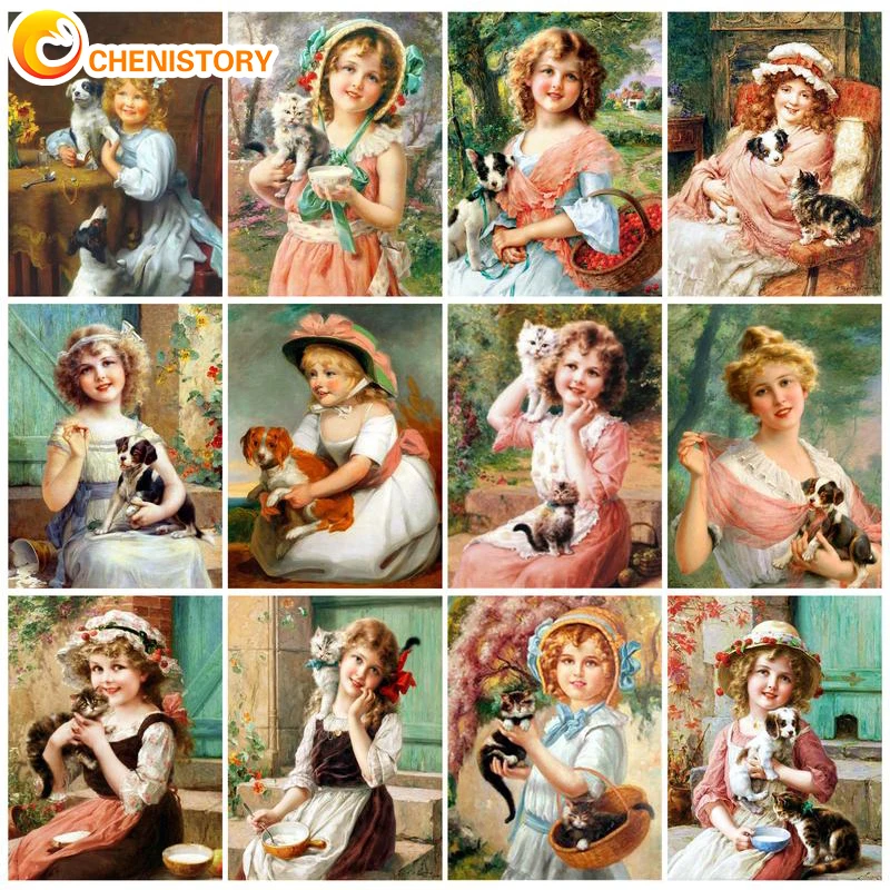 

CHENISTORY DIY 5D Diamond Painting Girl Princess Full Round Mosaic Flower Diamond Embroidery Art Rhinestone For Home Decor