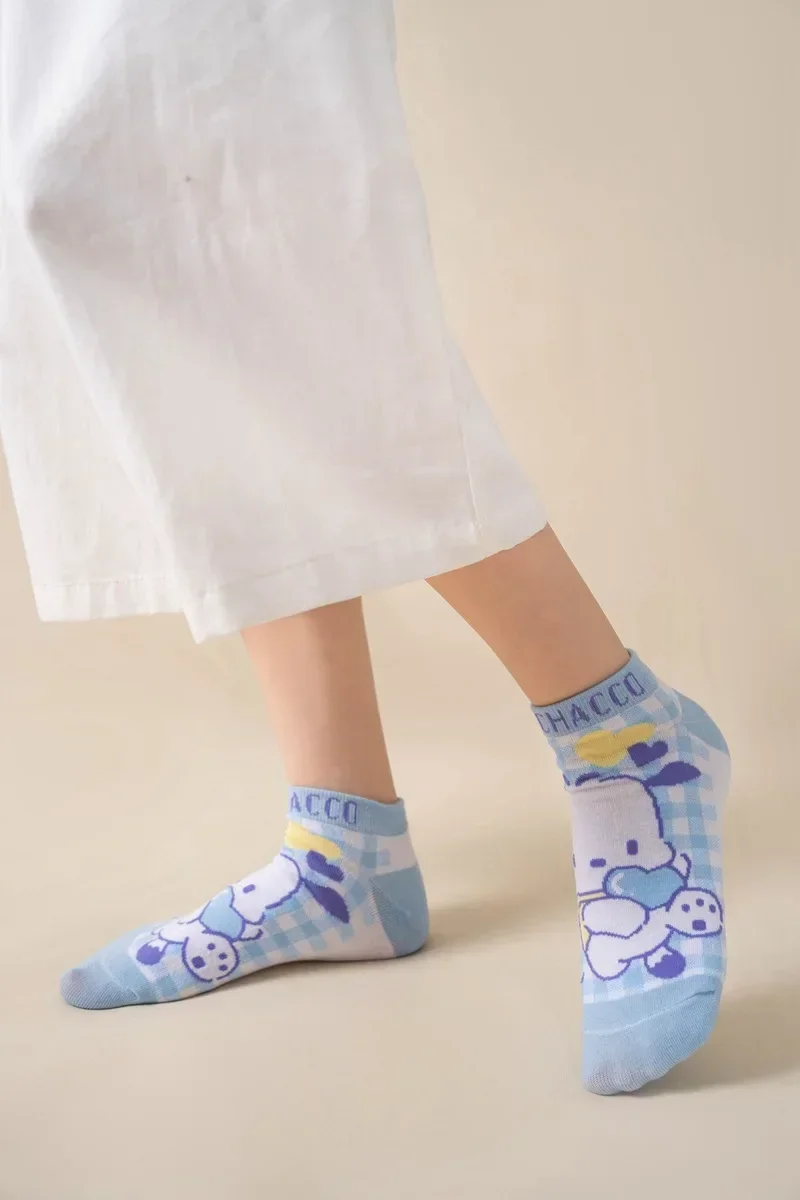 5pairs Kawaii Sanrio Socks Pochacco Anime Cute Summer Student Movement Comfortable Breathable Cartoon Socks Toys for Girls Gifts