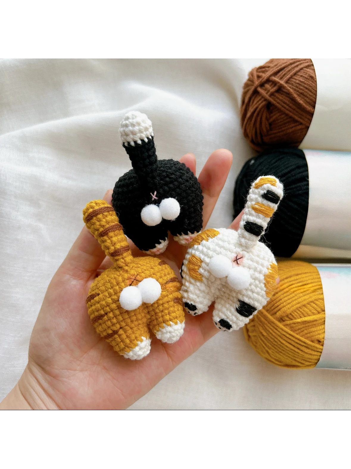 Handmade  Butt Hook Needle Knitting DIY Material Kit Fridge Magnet Keychain Doll Yarn Crafts Gift