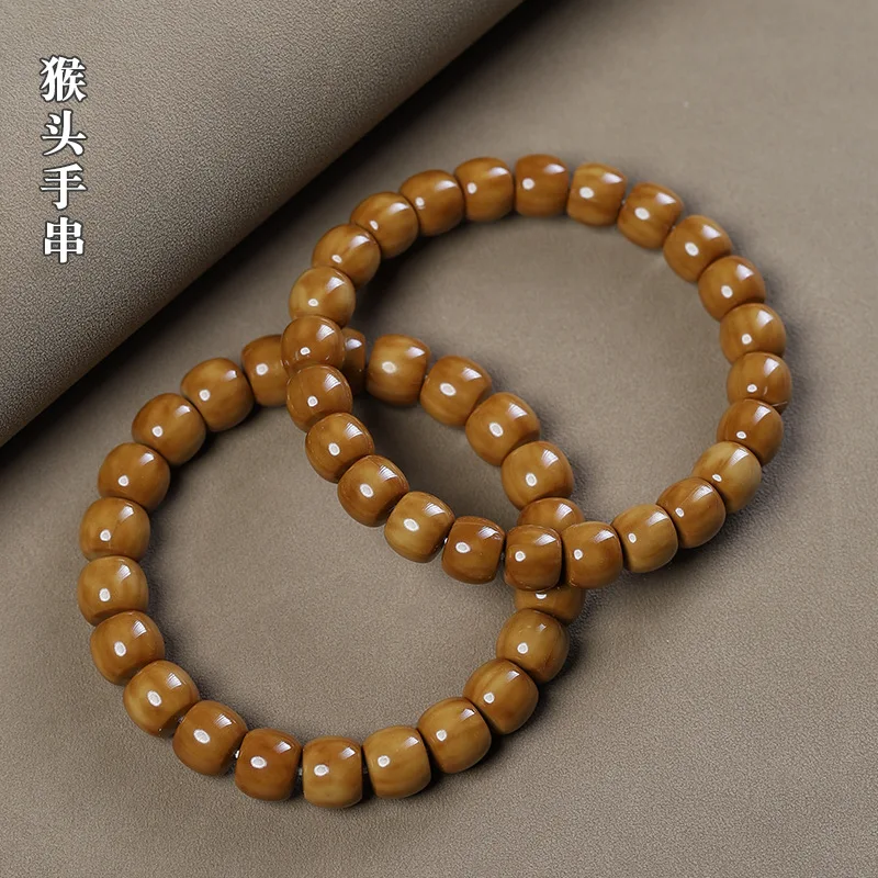 

Umq monkey head original seed straight cut Perfect Circle old barrel beads hand toy walnut bracelet single ring crafts men's wom