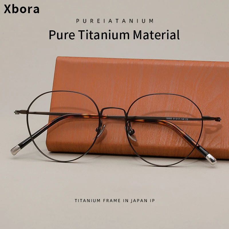 

Men's Ultra Light Pure Titanium Eyeglass Frames Retro Round Prescription Eyewear Frames Women's 2024 New Optical Glasses 18005