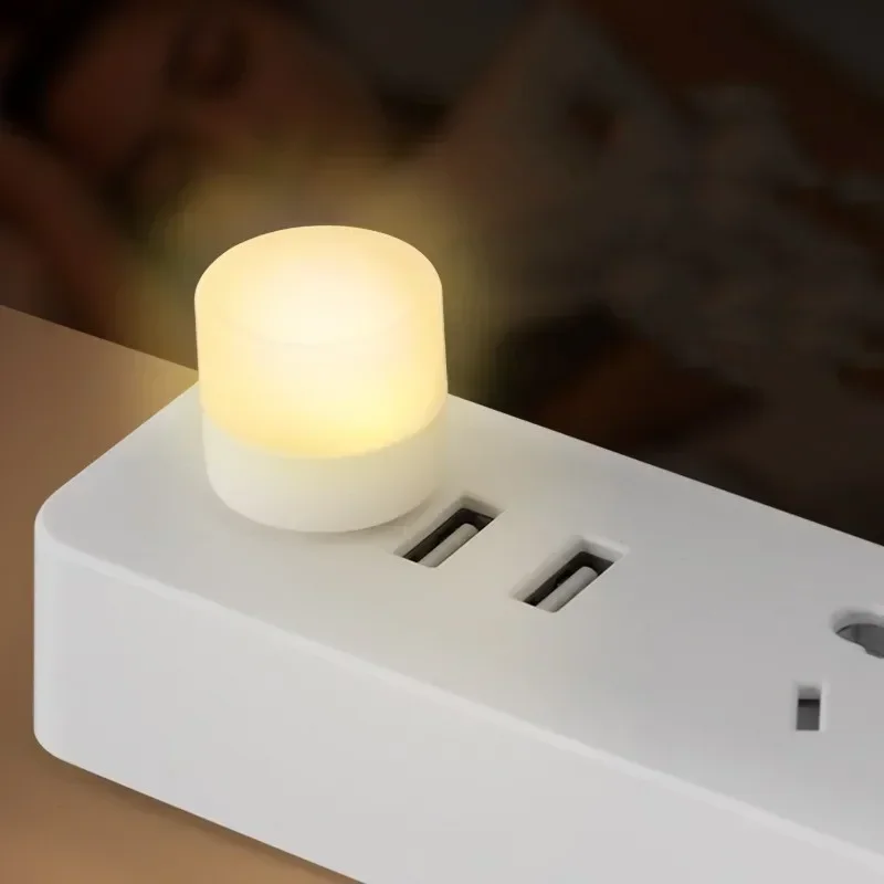 USB Plug Lamp Pocket Mini LED Night Light Computer Mobile Power Charging 5V Small Round Book Light Eye Protection Reading Light