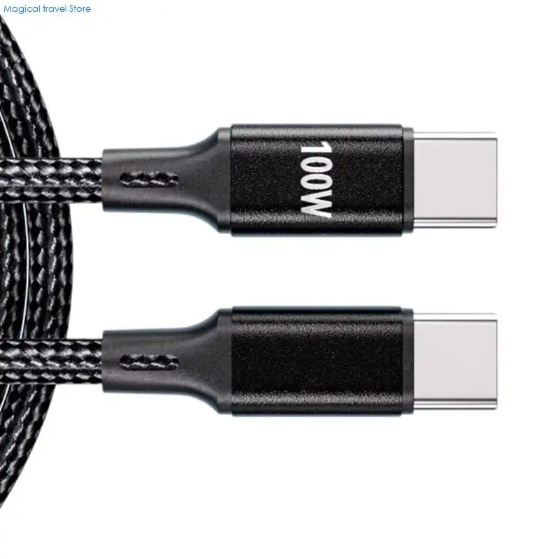 N2UB Powerful 100W USB C Fast Cable Type C To Type C Charging Wire Nylon Braided Durability 39.37in