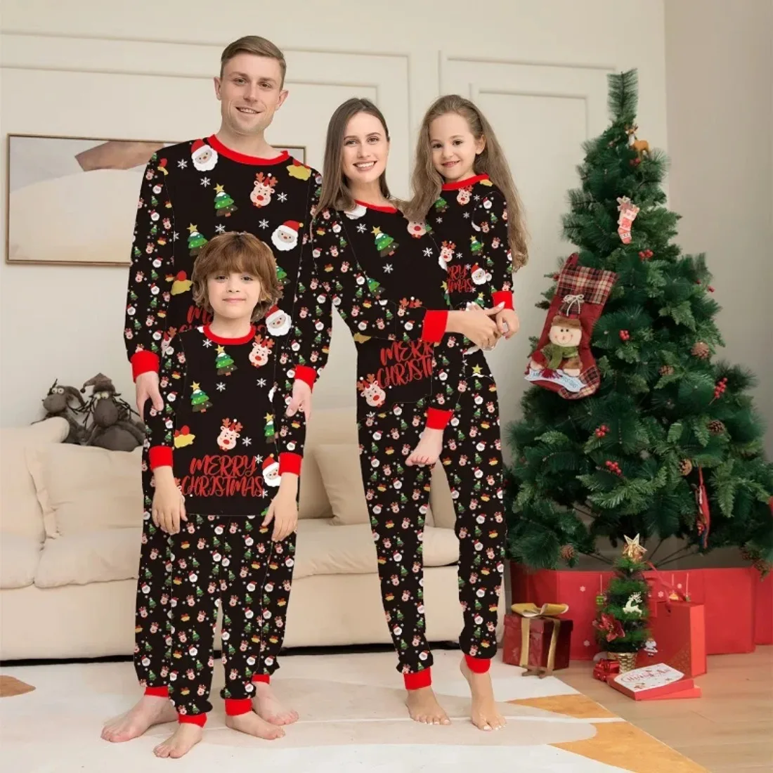 

Christmas Family Matching Pajamas Outfits Adult Kids Xmas Sleepwear Sets Print Tops+Pants 2 PCS Baby Boys Girls Romper