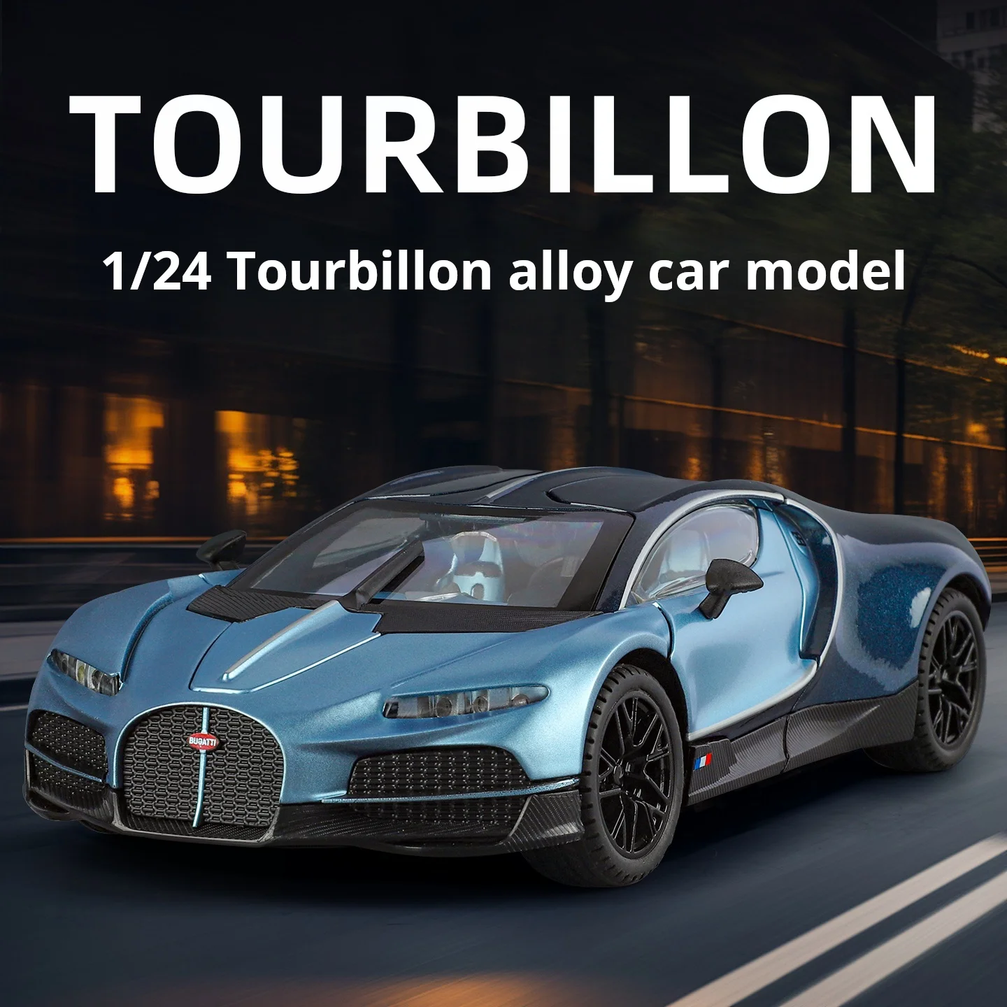 Scala 1:24 Simulazione Bugatti tourbillon Pressofuso in lega Modello di auto d'epoca Suono Luce Tirare indietro ragazzi giocattolo Regalo per bambini