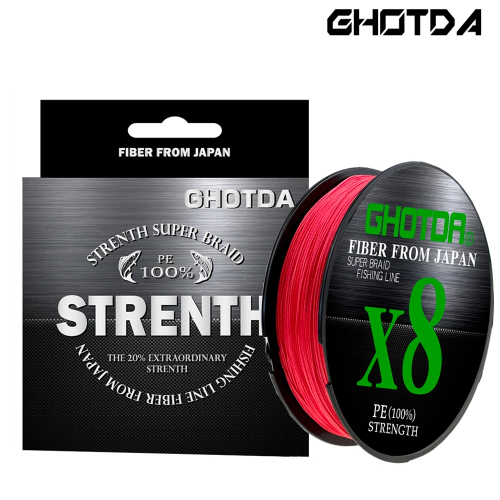 Ghotda X8 Carp Fishing Line 100M 8 Strands Braided Unfade Japan Multifilament PE Wire Super Strong Durable Smooth Line13.2-78LB