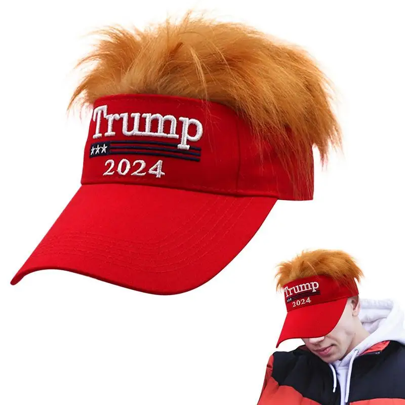 Trump Hats 2024 Donald Trump 2024 Cap Wig Visor Half Hat Support for Trump Hat Adjustable 2024 Baseball Cap Outdoor Sunscreen