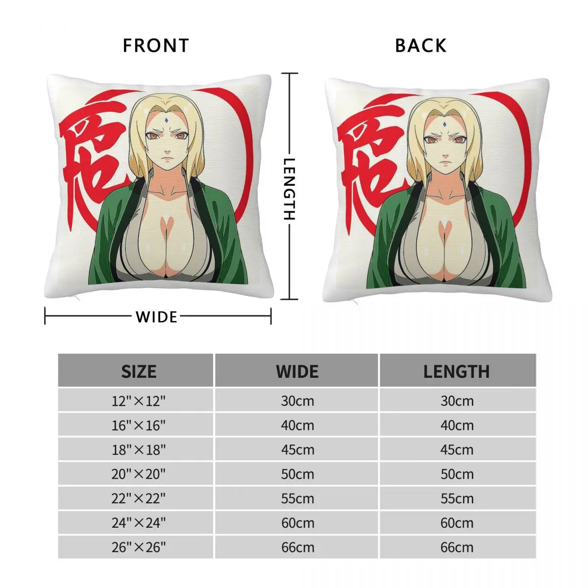 Blonde Waifu Tsunade Square Pillowcase Polyester Linen Velvet Creative Zip Decorative Throw Pillow Case Car Cushion Cover 45x45