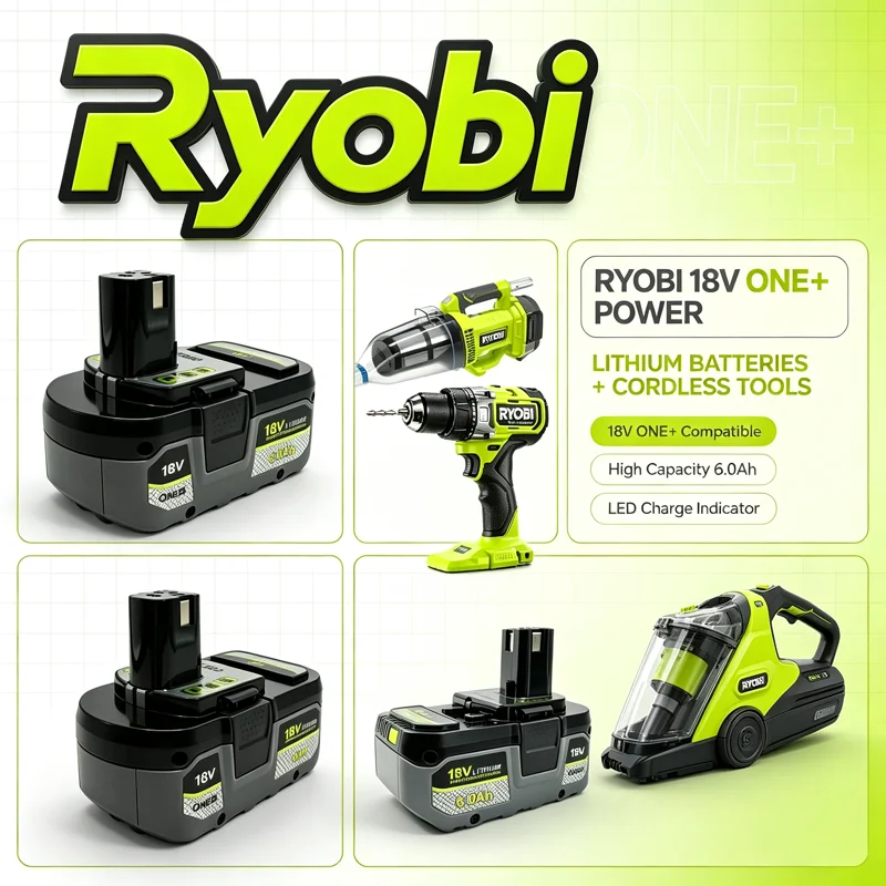 Original ONE+ RYOBI 18V 6.0Ah Rechargeable Battery Fit P247 Reciprocating Saw High Capacity Battery,For Ryobi Cordless Tools