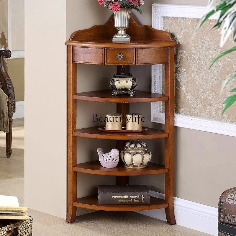 

American triangular cabinet retro solid wood corner multi-layer rack