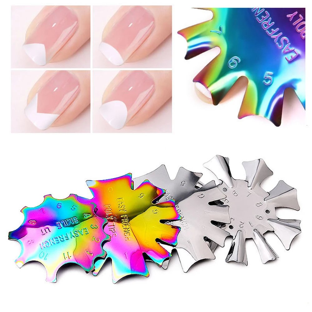 Tool Kit Almond Shape Tips Manicure Edge Trimmer Multi-style Shape Pro 9 Size Multicolor Easy French Smile Cut V Line Silver