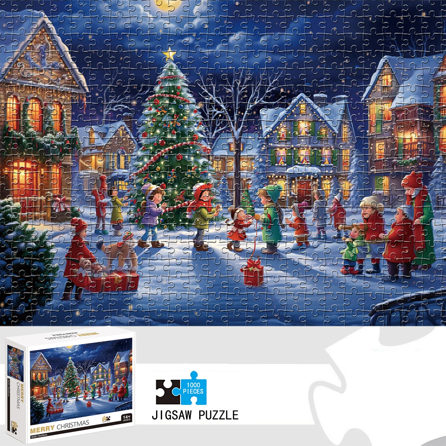 1000 Pieces Jigsaw Puzzles Merry Christmas Adults Jigsaw Puzzle 70cmX50cm(27.5inchX19.7inch) Large Puzzle Toys Gift