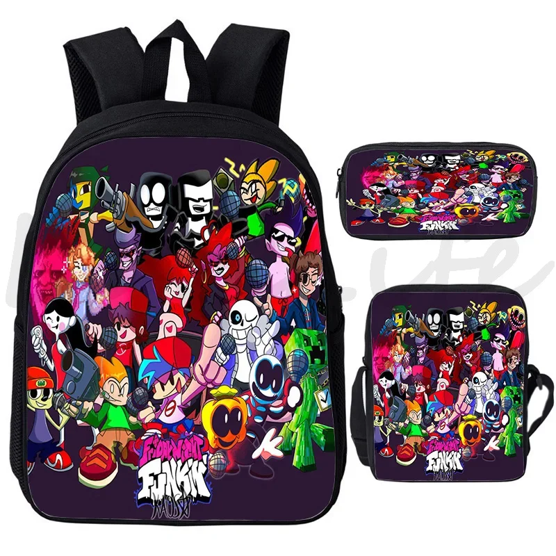

Friday Night Funkin Backpack 3 Pcs/Set Anime Schoolbags Boys Girl Cartoon Book Bags Casual Laptop Knapsack Children School Bag