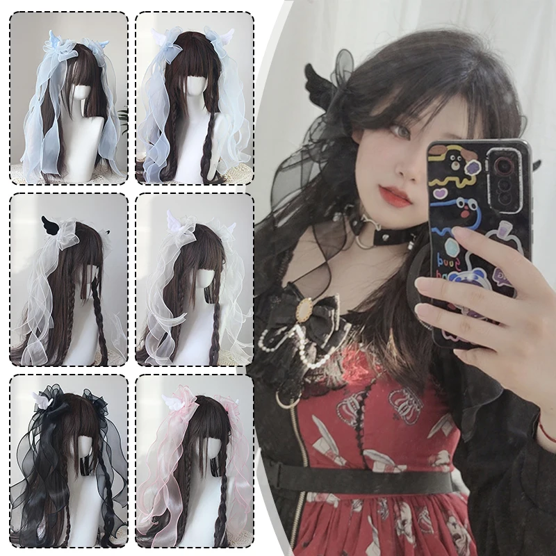 

Angel Wing Big Bow Hair Clip Y2K Girl Harajuku Gothic Original Subculture Accessories Personality Party Performance Hairpin