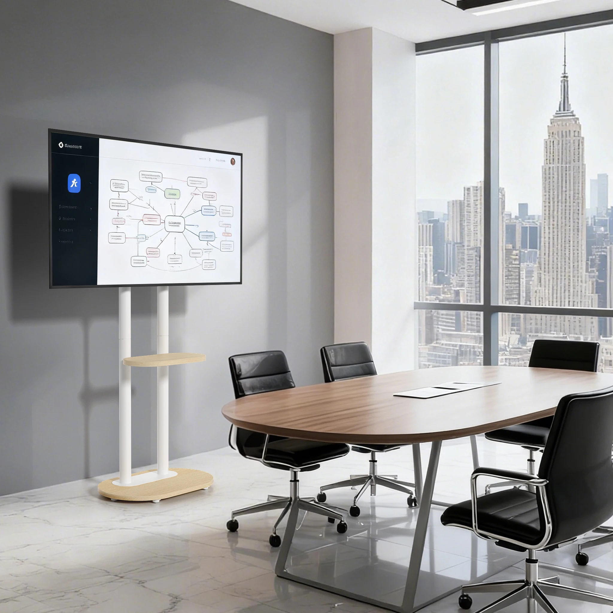 حامل تلفزيون دوار من UNHO مقاس 40-75 بوصة، حامل تلفزيون محمول على عجلات مع ارتفاع قابل للتعديل يحمل ما يصل إلى 132 رطلًا مع رف #5