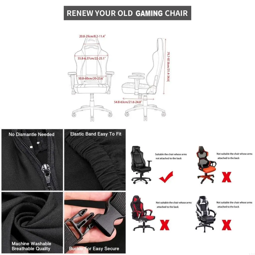 L43A Spandex Office Chair Cover Gaming Chair Covers Elastic Armchair Cover Computer Chairs Slipcovers Gamer Protector