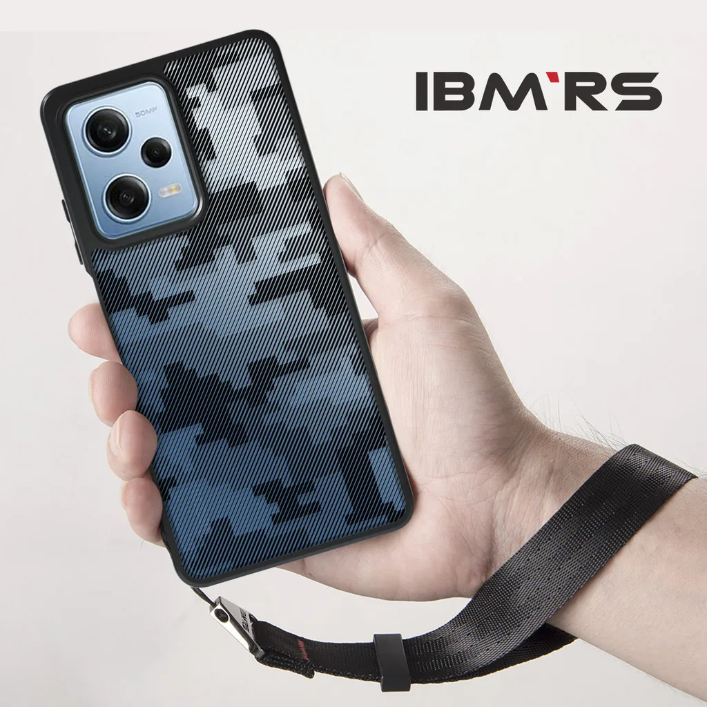 

ibmrs for Xiaomi Note12 Pro/POCO X5 PRO 5G ,camouflage Hard Case Shockproof Clear phone protective case(Comes with wrist strap)