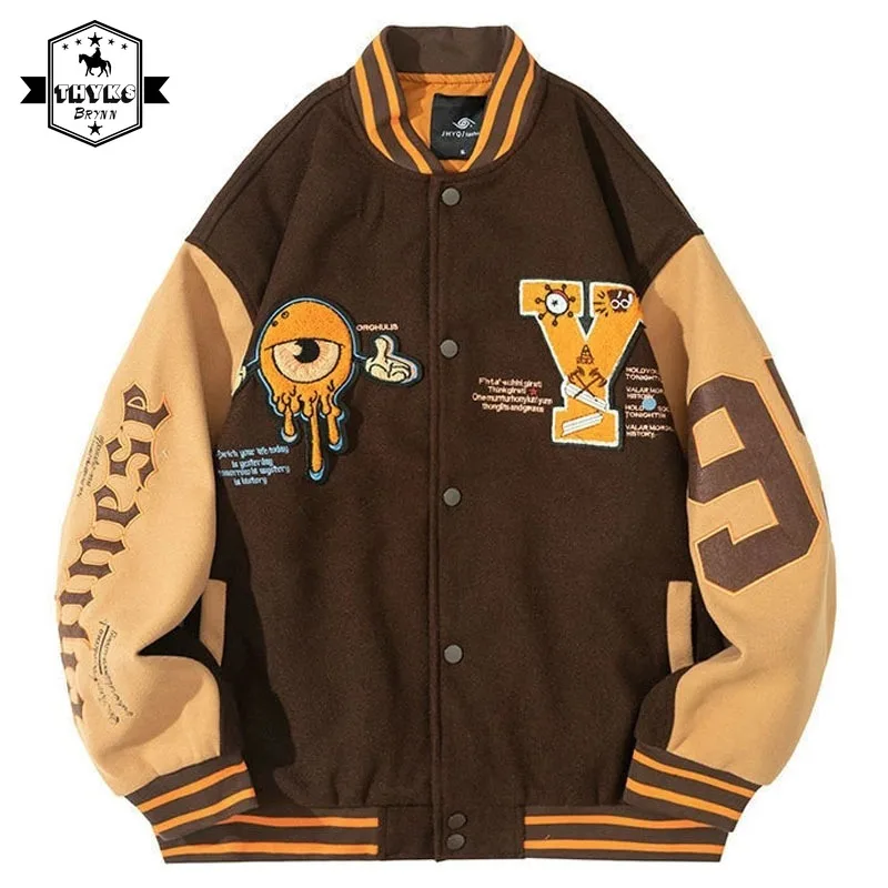 

Mens Letter Embroidery Varsity Jacket Japanese Oversize Spring Women Bomber Jacket Coat Hip Hop Harajuku College Leather Jacket