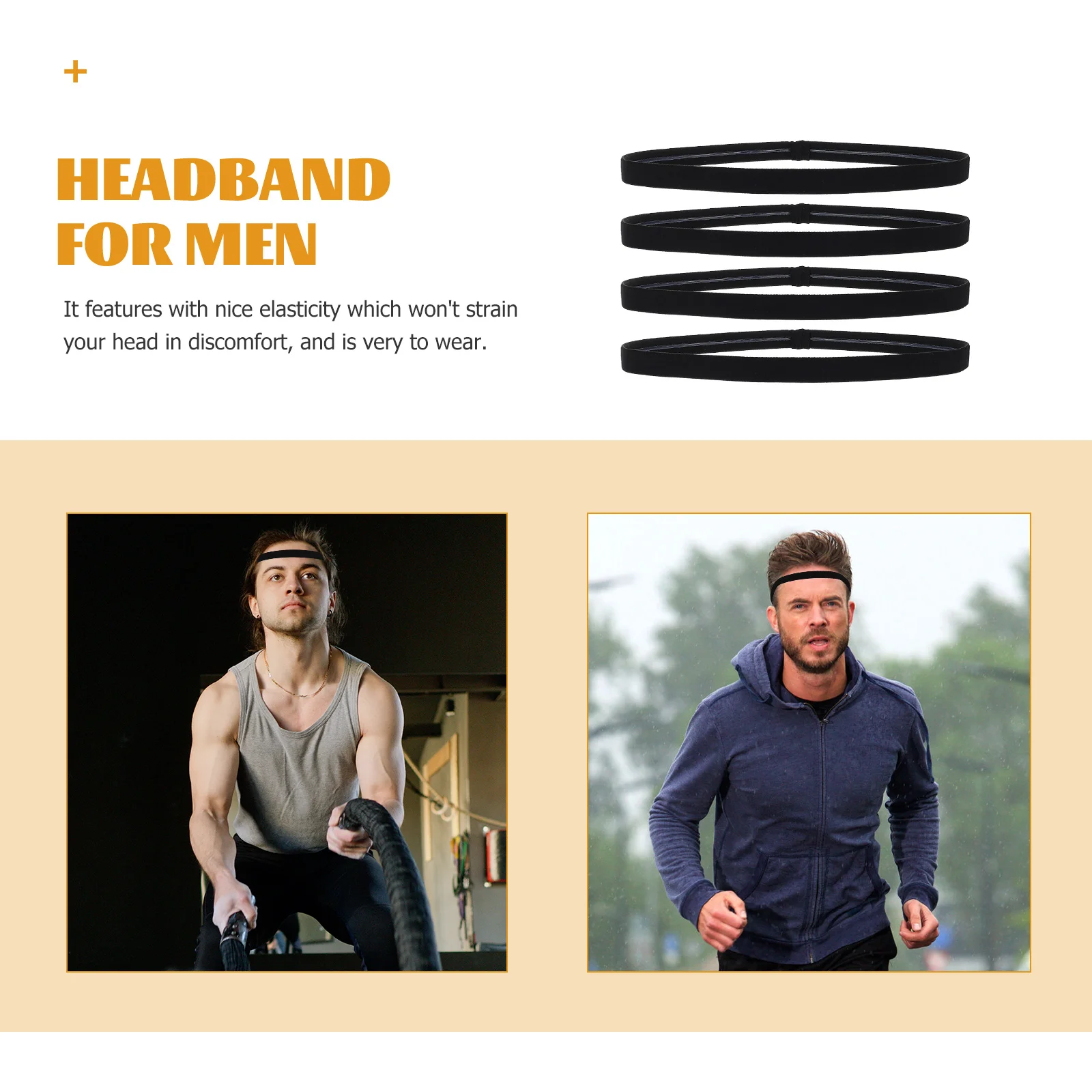 

6Pcs Anti-Slip Men Headband Elastic Sweatband Fast Water Absorption for Sports Exercises Leisure Comfortable Wearing