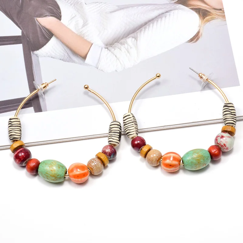 New Arrival Wood Beading Handmade Dangle Drop Earrings Fashion Trendy  Jewelry Accessories For Women Christmas Gift