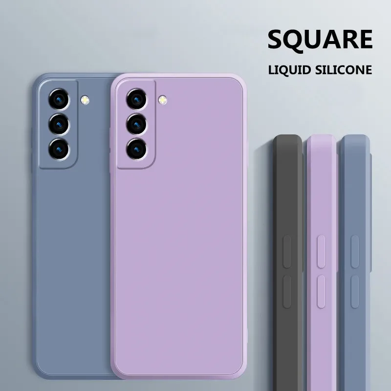 Square Liquid Silicone Original Case for Samsung Galaxy S20 S21 S22 Plus Ultra FE Bag Funda S21Plus S21Ultra S20FE 5G Soft Cover