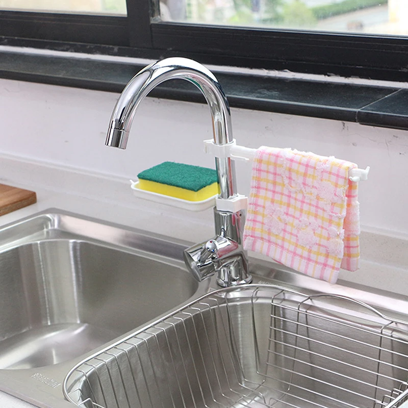 Scarico per lavello da cucina Cestello portaoggetti in spugna Rubinetto Porta scarico in tessuto Scolapiatti per sapone Scaffale Organizzatore Accessori per il bagno