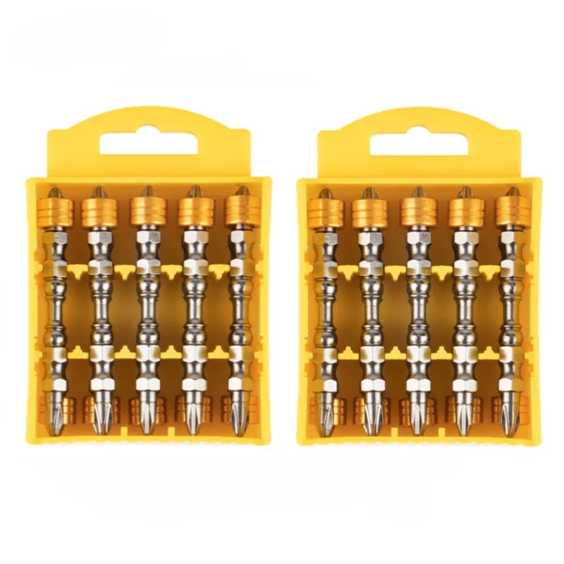 5/10PCS 65mm PH2 Double Cross Head Magnetic Electric Screwdriver Bit Set Cross Head Multi-function Power Tools