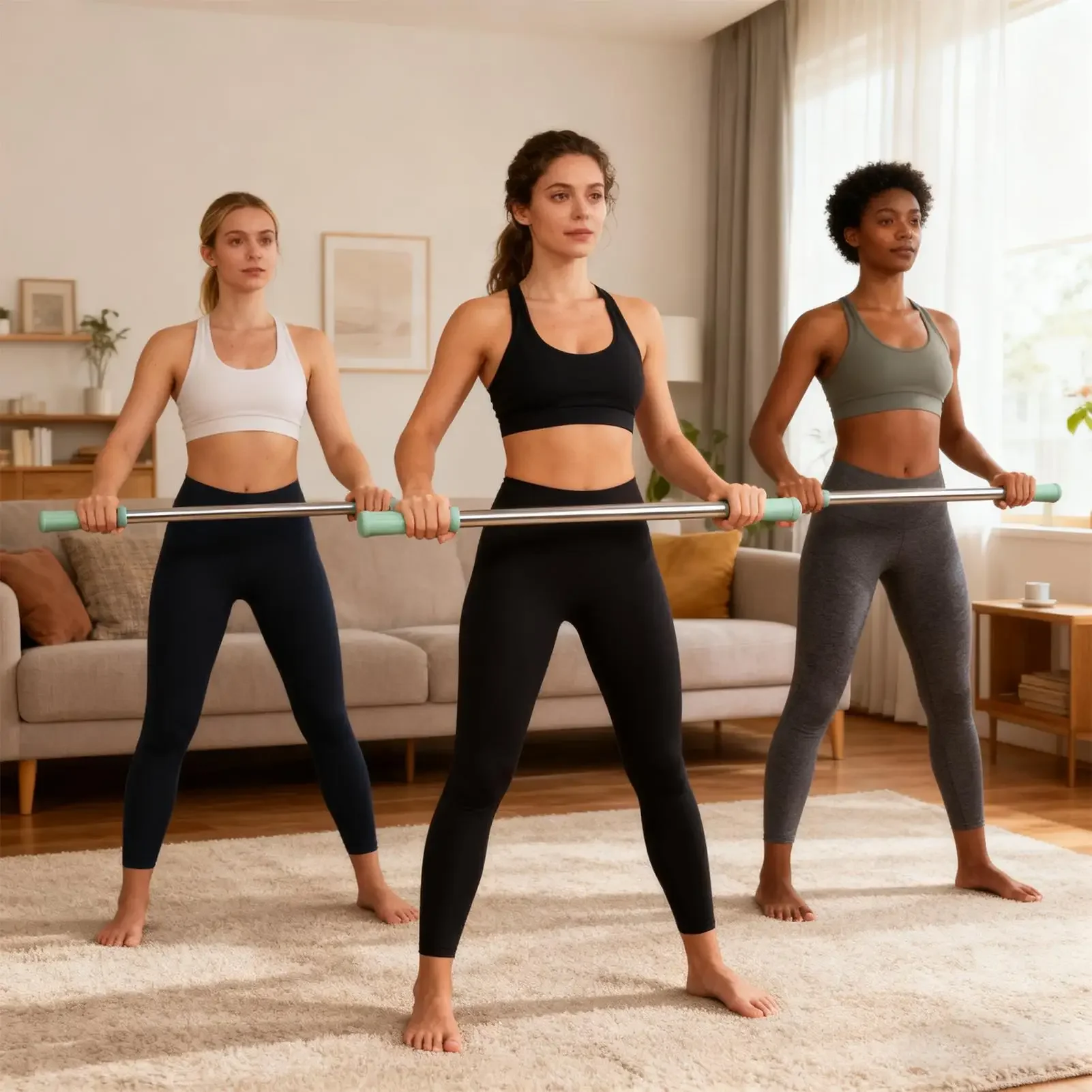 Tongkat Yoga Koreksi Postur Senam, Tongkat Peregangan Latihan Punggung dan Leher, Koreksi Kebugaran, Tongkat Latihan Pilates