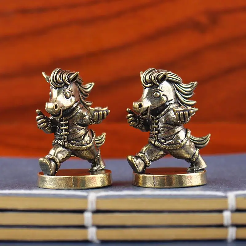 العتيقة النحاس الحرب الحصان مكتب دي النحاس الحرب الحصان مكتب الديكور السنة الصينية 2026 زودياك التميمة التماثيل غرفة المعيشة الديكور #2