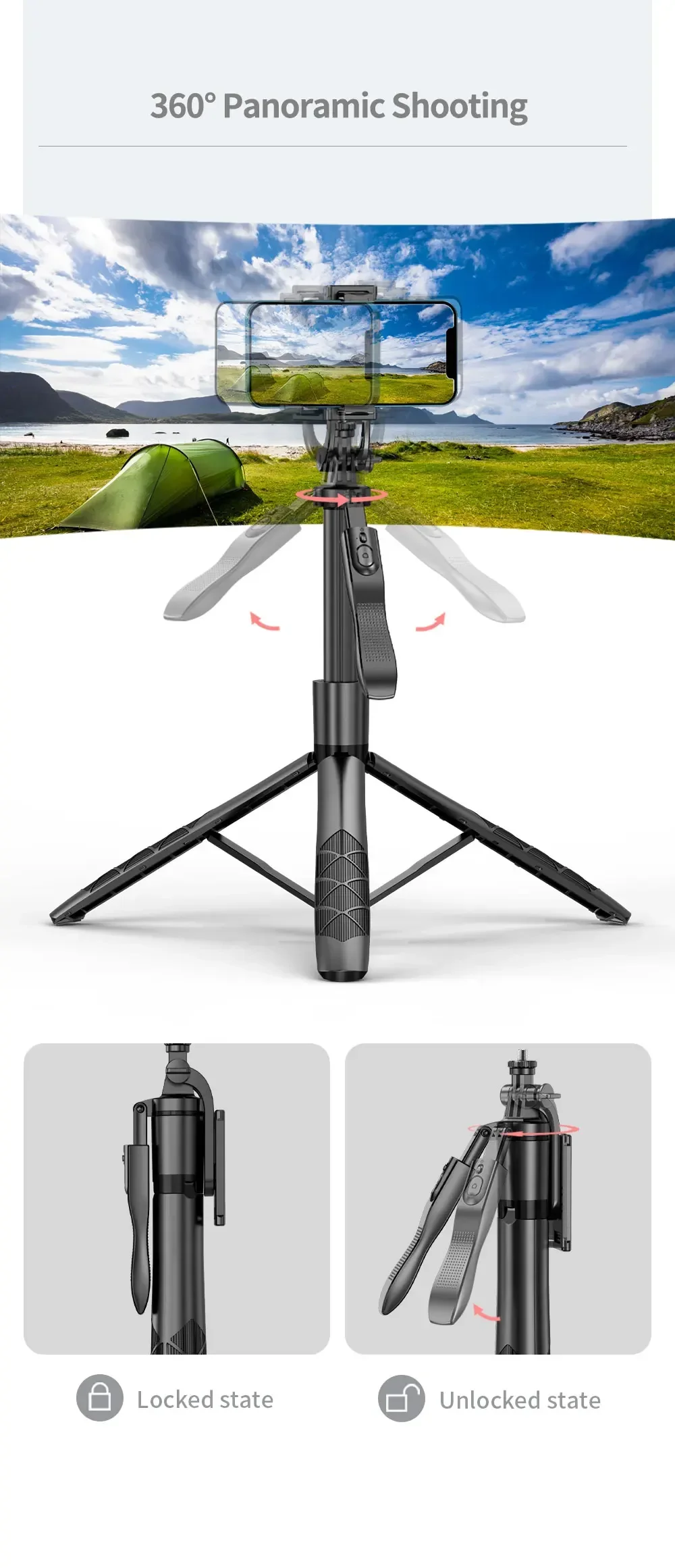 Extendable Remote Travel Light Phone Tripod Stand