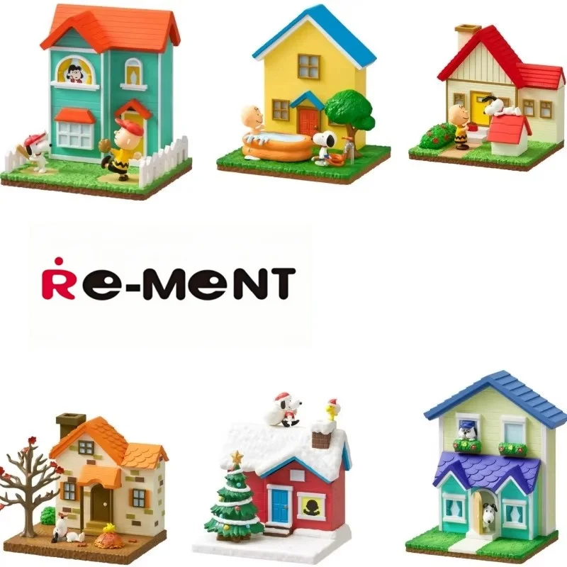 Re-Ment Peanuts Snoopy Sweet Little Home Miniature House Blind Box Set Collectible Cartoon Figure Desktop Decor For Anime Fans