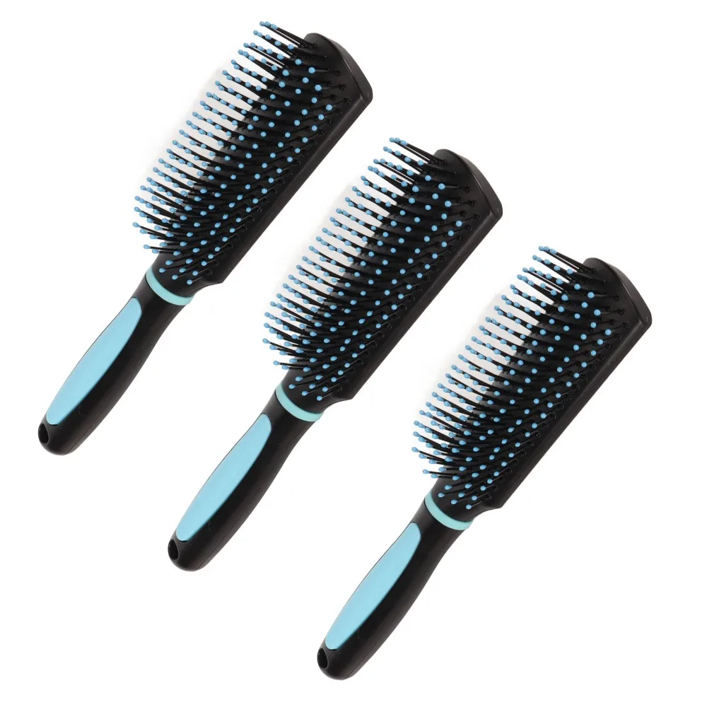 3pcs Daily Styling Volumising 9 Row Hair Brush Anti-Pulling Durable Curly Hair Brush Anti-Static Gentle Styling Brush Travel Use