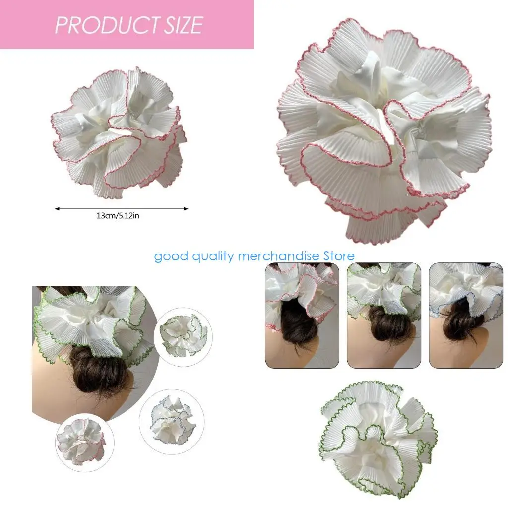 

Y5JD Elegant Scrunchies Hairpiece Double Layer Pleated Hairband for Fashionable Women