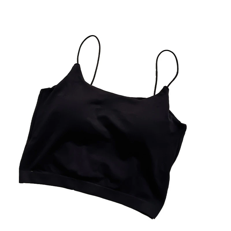 

Summer Short Sexy Backless Solid Cotton Tank Top Women Spaghetti Strap Camisole Hollow Out Fixed Cup Bottoming Simple Underwear