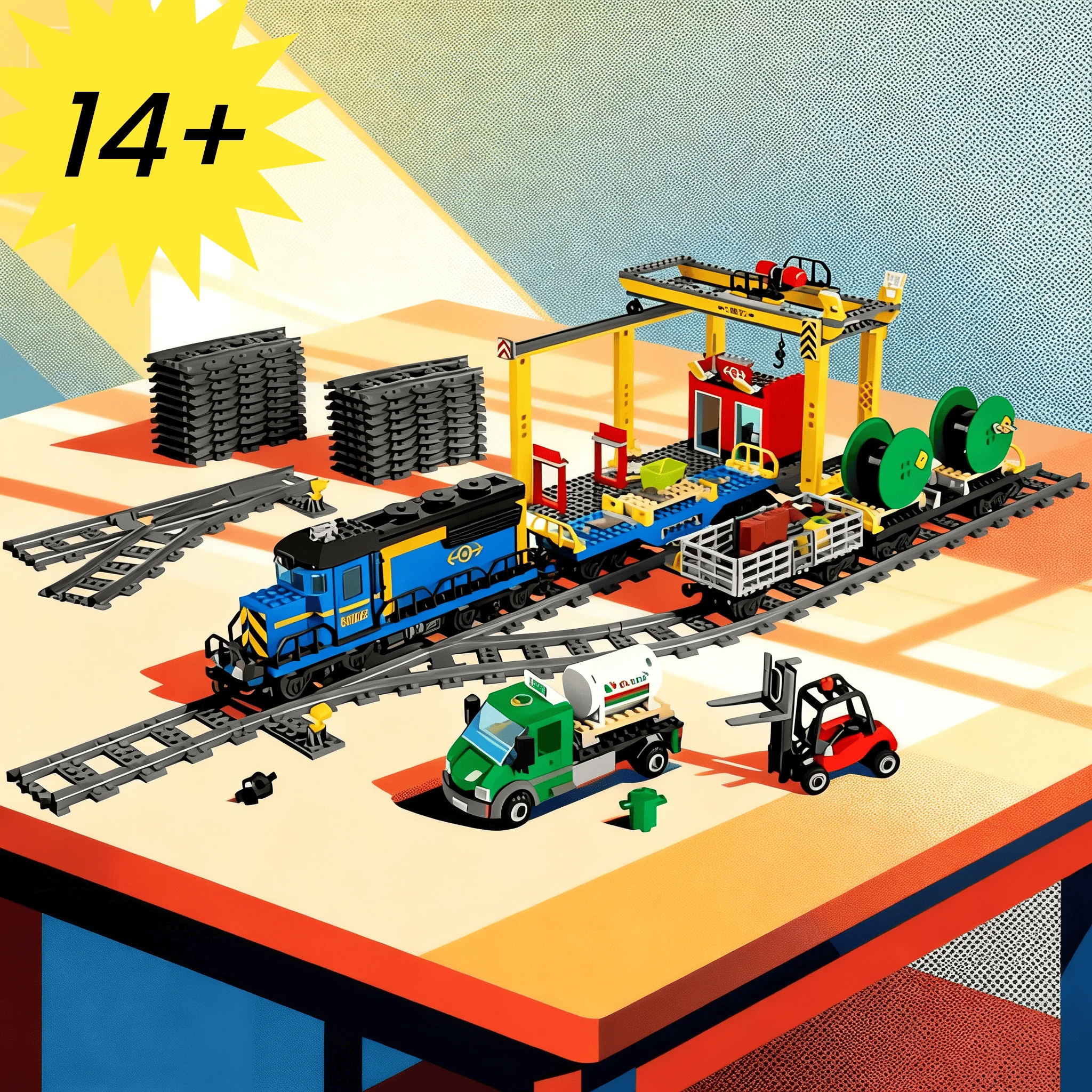 

2026 new MOC home decoration interesting can run blue passenger train building model brick assembly toy creative children's gift