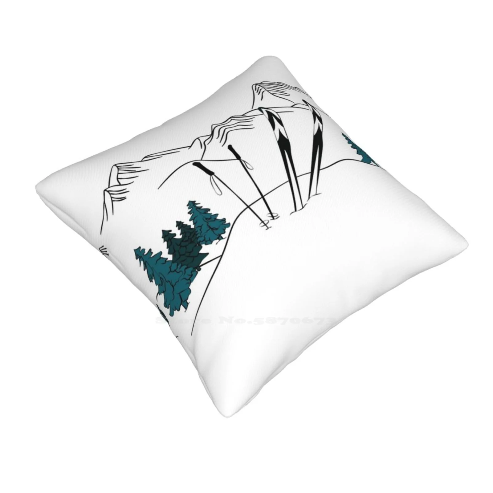 Ski You Later Winter Sports Scene Pillow Cover Hug Pillowcase Born To Ski Ski You Later Skis Skier Skiing White Snow Scene