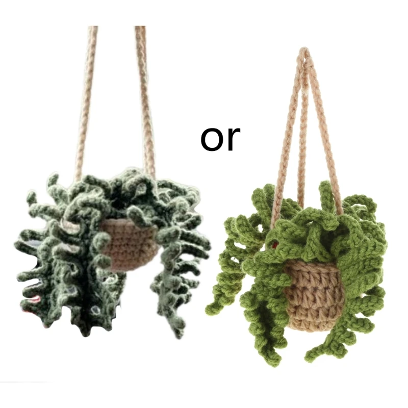 

Hand Knitting Potted Plant Ornament Car Decoration Hand-woven Crochet Flower