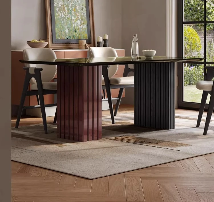 

Итальянский минималистичный обеденный стол из мрамора для большой квартиры, зеленый, высококачественный, прямоугольный.