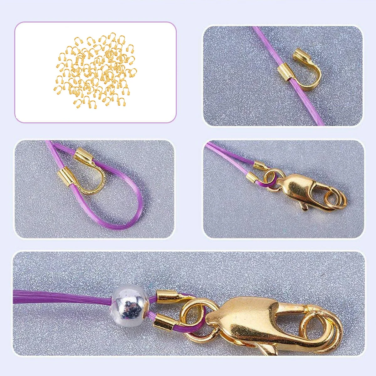 

100Pcs U Shaped Copper Wire Guard Protectors Durable Jewelry Wire Protectors for Necklace Bracelet Making DIY Necklace Supplies