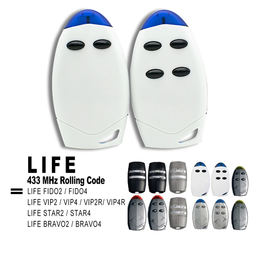 

LIFE FIDO 2/ FIDO 4/VIP 2/ VIP 4/ BRAVO2 / BRAVO4 Garage Gate Remote Control Replacement 433mhz Remote Transmitter