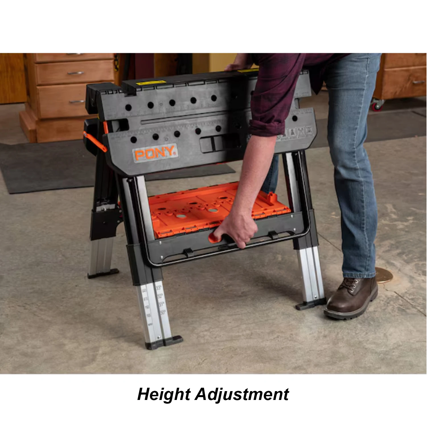Tavolo da lavoro pieghevole per la lavorazione del legno Pony 60P EZ CLAM per carichi pesanti