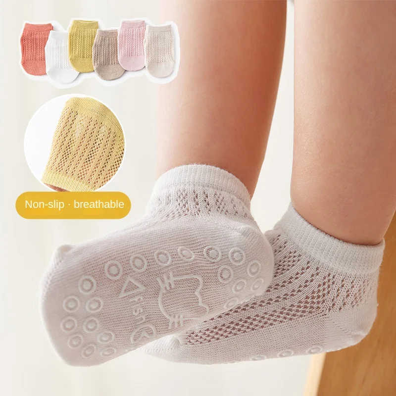 Summer Mesh Thin Cotton Baby Socks Non-Slip Floor Socks Baby Children's Short Socks Cotton Socks Newborn 0-1Years