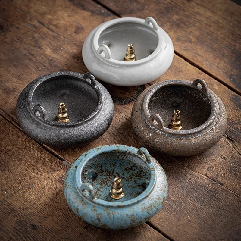 Coarse Ceramic Incense Burner Home Aromatherapy Burner Ornament Indoor Agarwood Tray Holder Creative Ceramic Incense Stand
