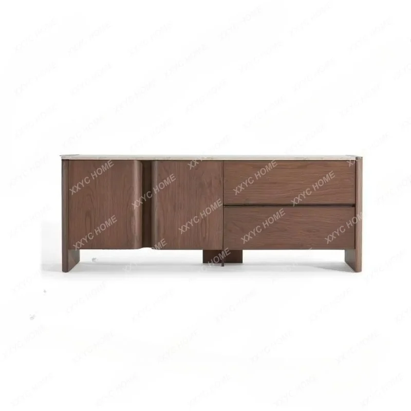 XXMedieval storage cabinet walnut minimalist style solid wood dining side cabinet living room storage porch cabinet