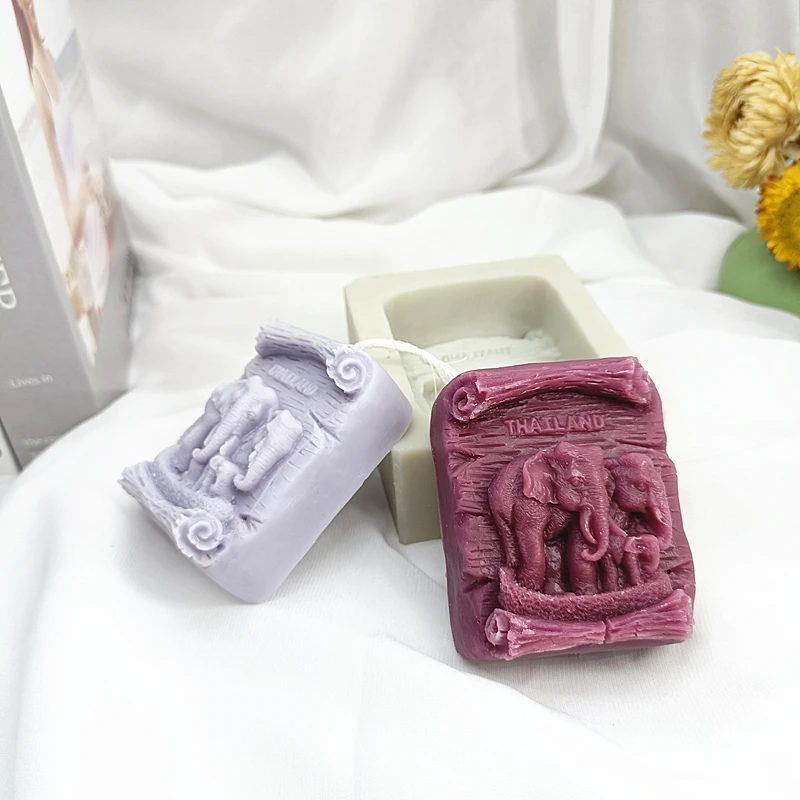 Thailand  Landscape Mermaid Elephant  Soap Mold  Scenery Candle Mould Silicone Clay  Handmade Gift Moulds