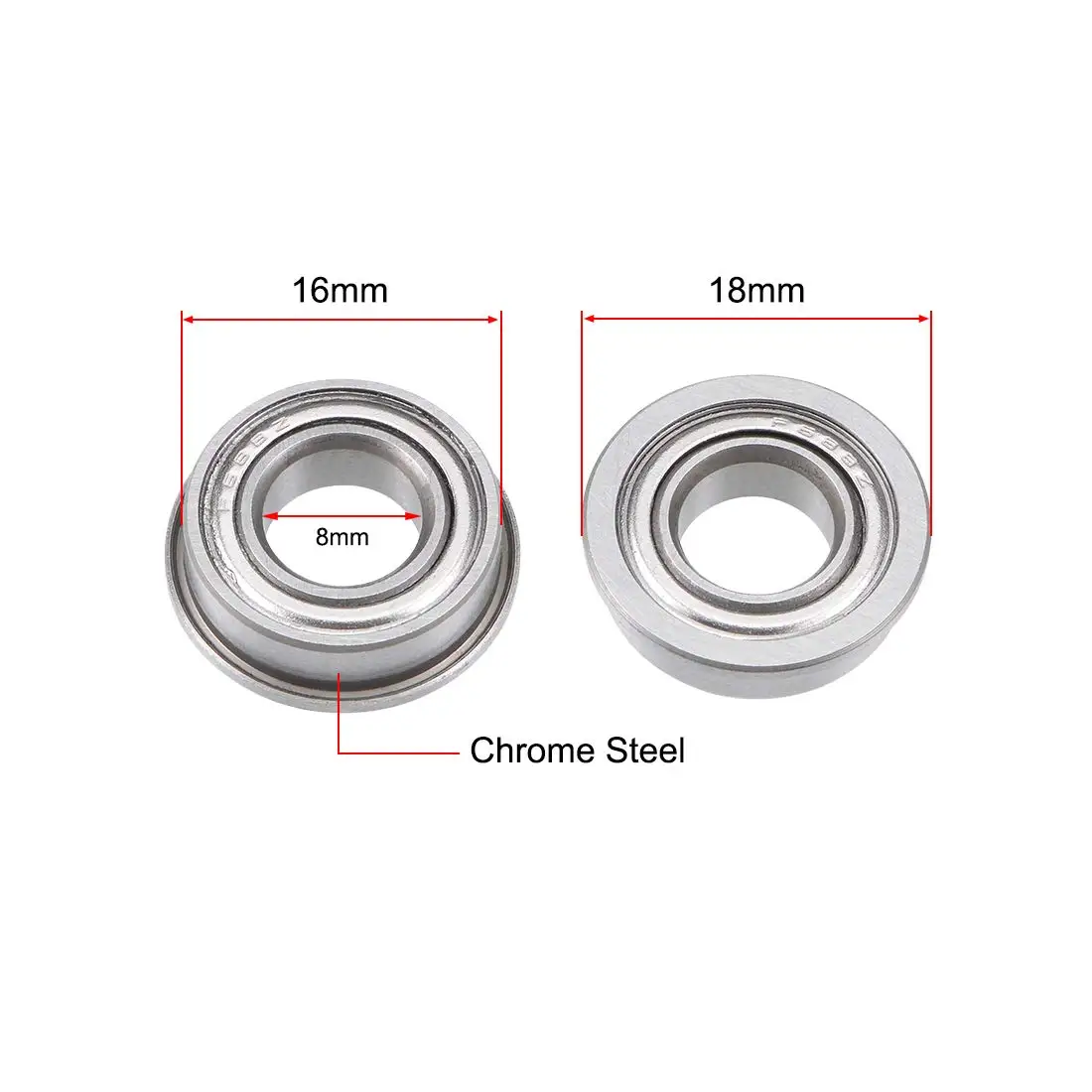 10Pcs F688ZZ Flanged F688Z Mini Ball Bearings Metal Double Shielded Flange Deep Groove Ball Bearing 8x16x5mm for 3D Printer