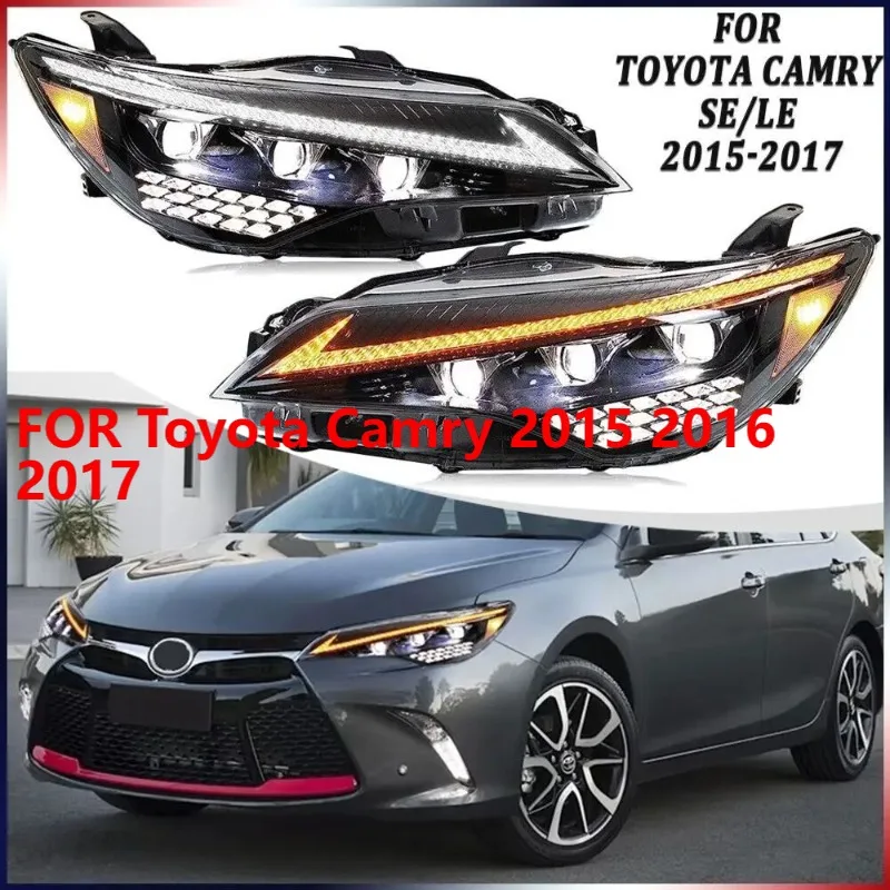 

1 Pair Smoke LED Headlights For Toyota Camry 2015-2017, Front Head Lamp Assembly with DRL
