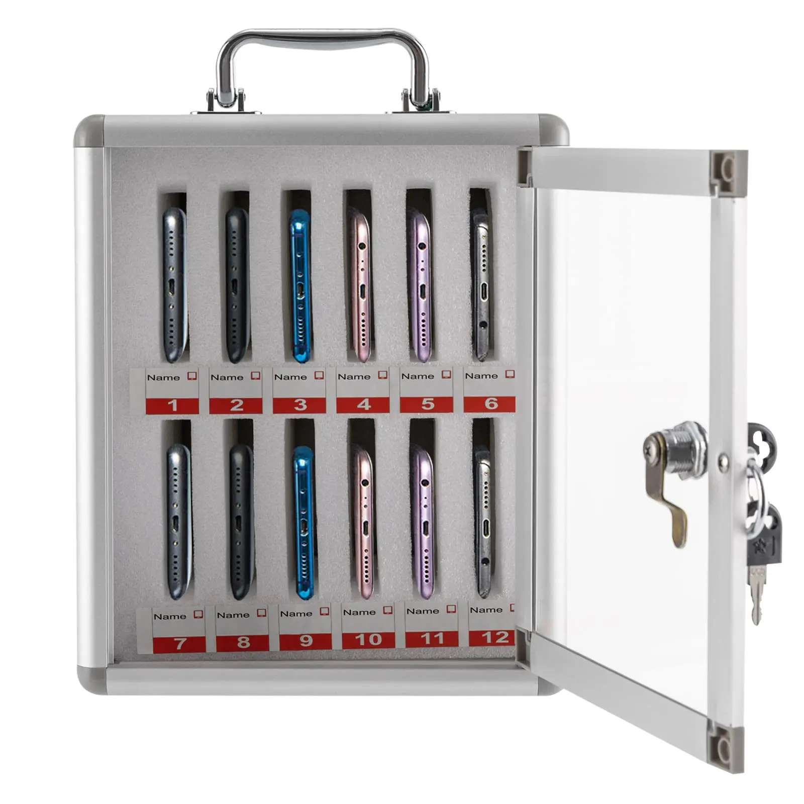 

Шкафчик для сотового телефона из алюминиевого сплава с замком — 12 слотов, карманная таблица, для классных, офисов и школьных сотрудников